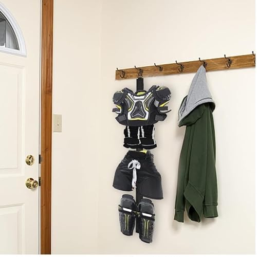 STFALI Tragbarer Hockey-Aufhänger, Hockey-Kleiderbügel zum Aufhängen, Dryig-Rack, Hockey-Geschenke für Zuhause und draußen, Eishockey, Skaten, Fußball, Camping, Angeln, 5 Haken (Schwarz)