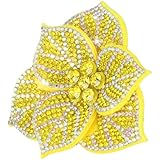 2.56' Created Crystal Rhinestone Camelia Flower Brooches & Pins for Women | Elegant Floral Lapel Yellow Brooch Pin for Fashion | Must Have Vintage Brooches for Wedding & Christmas Party