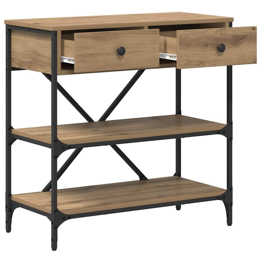 Mesa consola marrón 75 x 34,5 x 75 cm madera con espacio de almacenamiento y estantes para pasillo, salón, dormitorio, ahorro de espacio, funcional diseño moderno