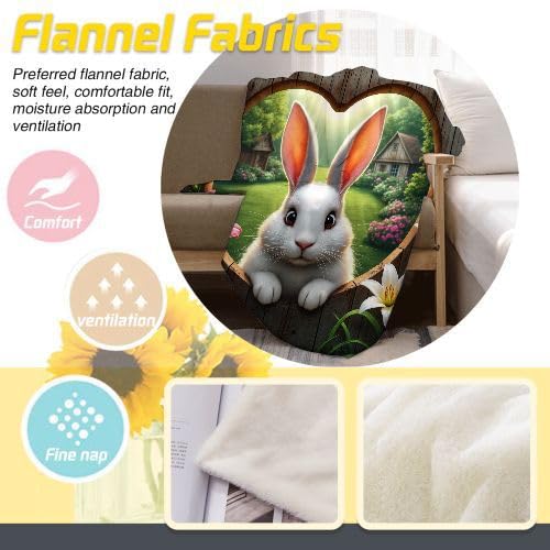 Manta Polar Cama 150 Conejo Blanco Adulto, Plaid Mantitas Sofa para Cama Suave y Peluda de Doble Cara, Manta de Sofá de Cama o de Sala de Estar - 220x240 cm