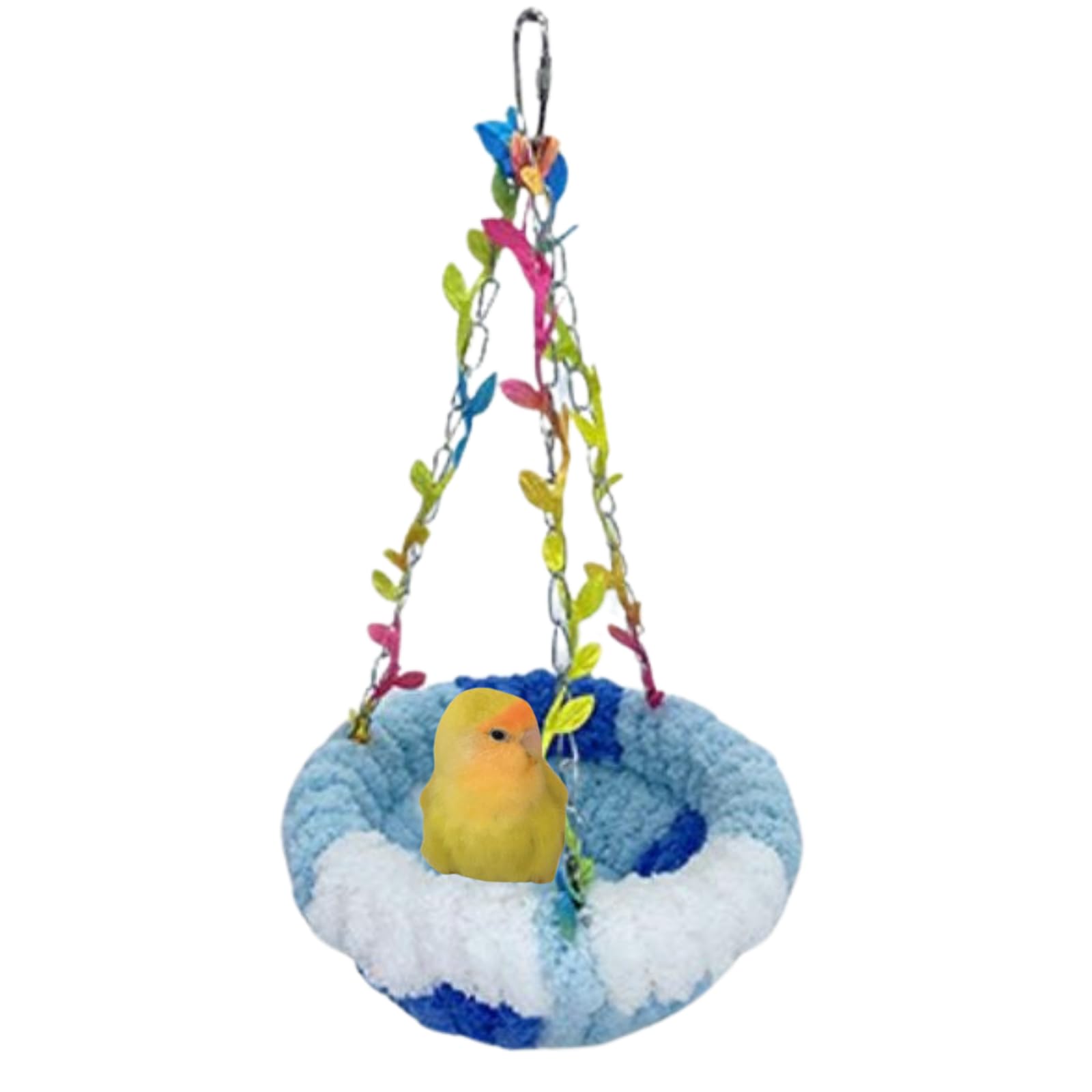 Bird Hammock Winter Warm Parrot Nest Bed Plush Snuggle Pet Cave Hammock Toy Parrot Cage Accessories (Blue,S)