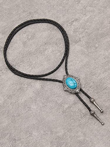GelConnie Bolo Tie for Men Western Tie Silver Cowboy Tie Turquoise Bolo Tie Necklace American Indian Viking Bolo Tie for Women