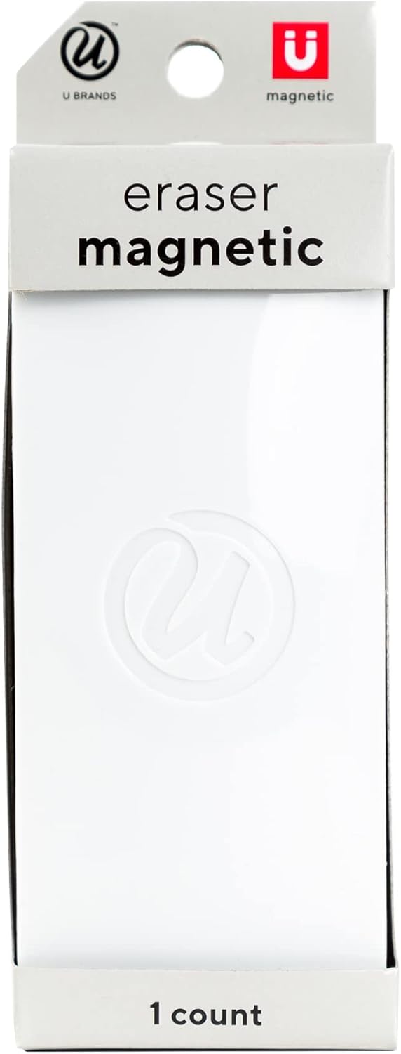 U Brands Side Magnetic Dry Erase Board Eraser, Thick Felt Bottom Surface, 2 x 5 x 1 Inches, White : Office Products