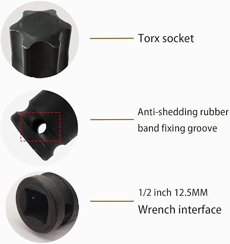 Miniatura 4 de T55 Torx Star 6 Point Impact Bit Socket, T55 12-Inch Square Drive 3 Inch Long Torx Socket, Cr-Mo Acero Alargar Destornillador Adaptador Herramienta