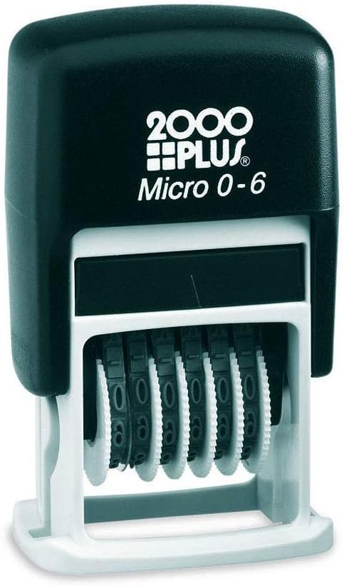 2000 PLUS Self-Inking Numberer Stamp, 6-Bands, 1/2", 5/32" Number Height, Black Ink (010132)