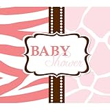 Creative Converting Baby Shower Wild Safari Pink 25 Count Enhanced Invitations