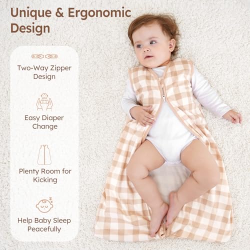 Image of Baby Sleep Sack 0-6 Months Summer Sleep Sack 3 Pack 100% Cotton Baby Sleep Bag Wearable Blanket for Newborn Infant Orange Flowers & Plaid