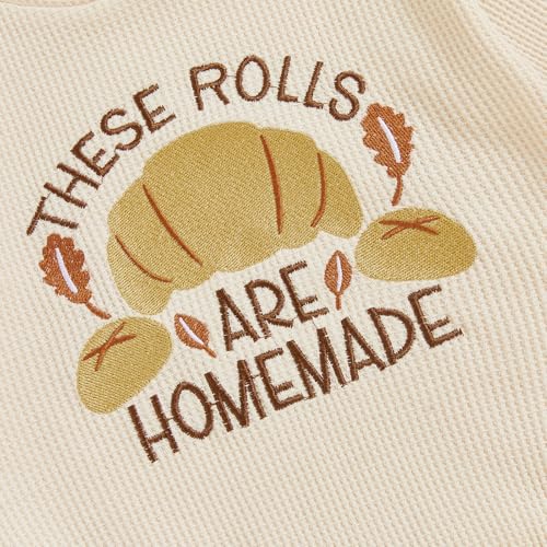 Newborn Baby Boy Girl Thanksgiving Outfit Homemade Rolls Waffle Sweatshirt Romper Long Sleeve Jumpsuit Clothes4