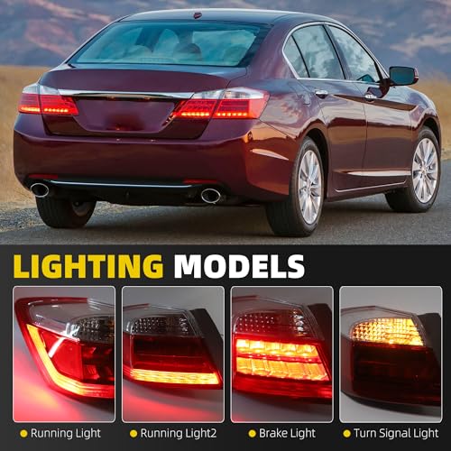 Image of Dasbecan LED Tail Light Assembly Compatible with 2013-2015 Honda Accord Sedan EX-L Touring Rear Lamp Taillight Right Passenger Side Replace# 33500T2AA12