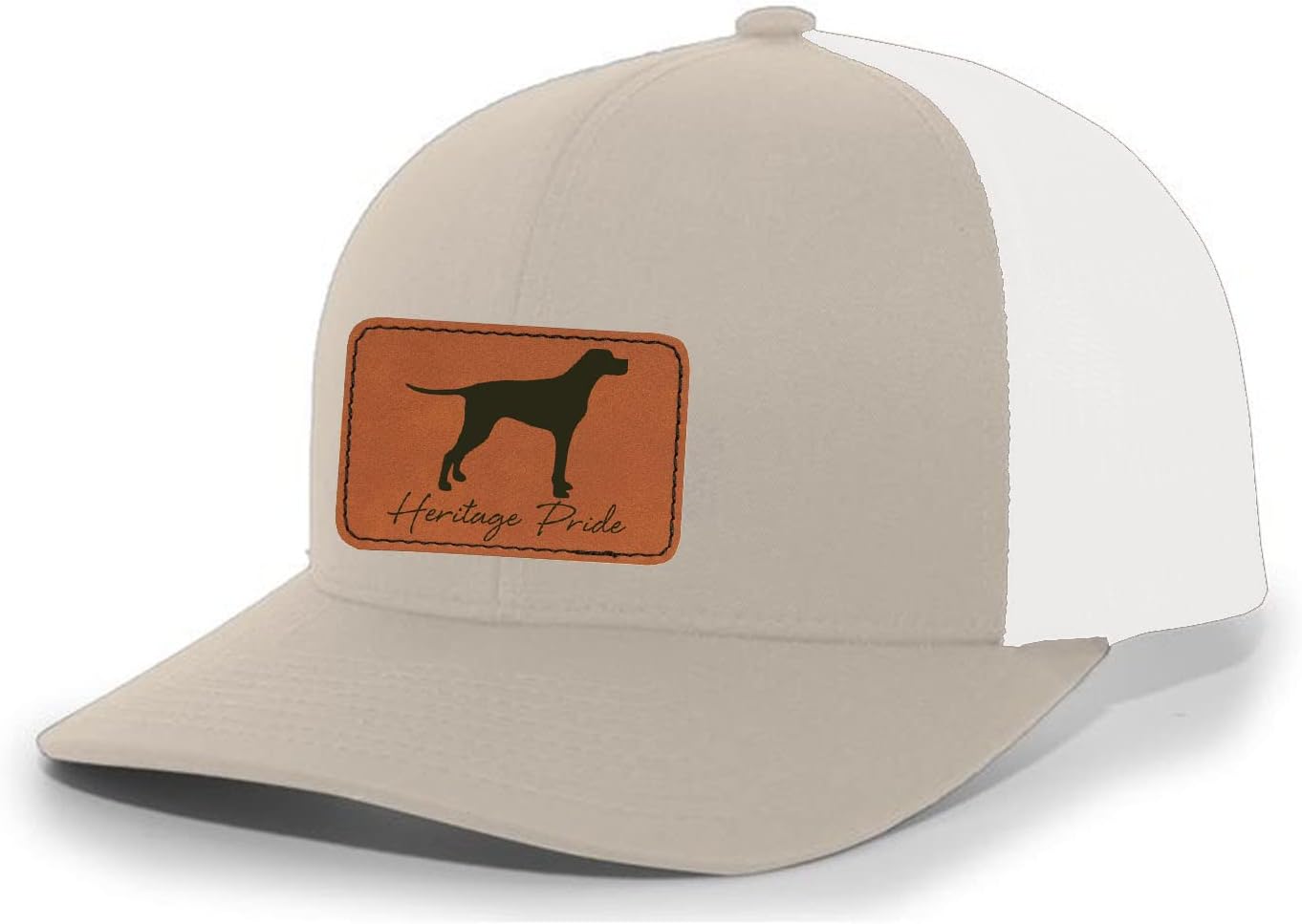 Heritage Pride Canine Collection English Pointer Bird Dog Mens Hunting Engraved Leather Patch Mesh Back Trucker Hat