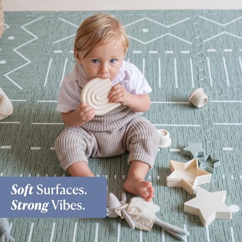Image of Toddlekind Baby Play Mat, 6 X 4 feet, Reversible Crawling Carpet, Soft Foam, 1.2cm Thick Floor Mat for Toddlers & Kids, Foldable, Expandable, BPA Free Non Toxic, Easy to Clean, Anti-Slip, Berber Moss