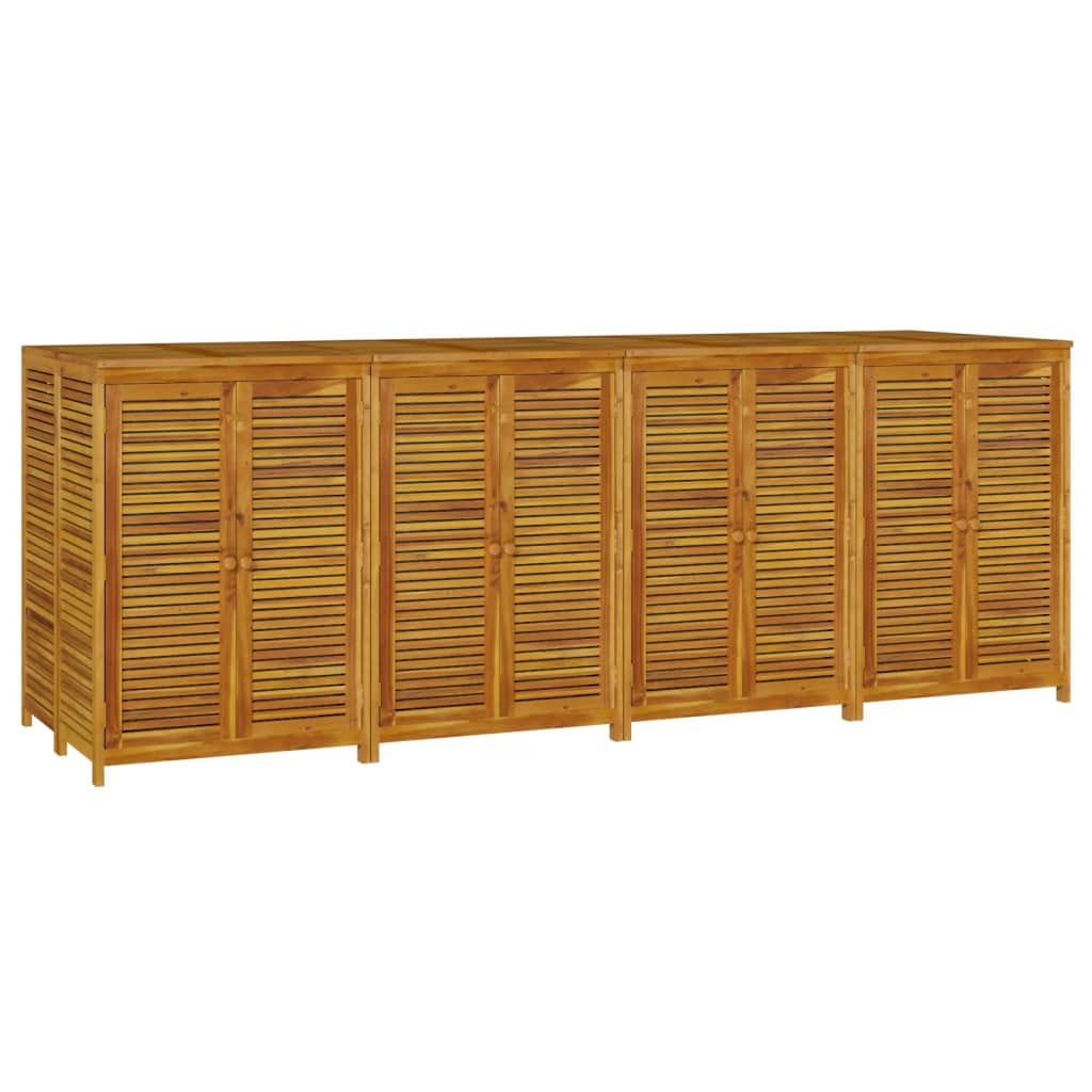Gartenbox aus Massivholz Akazie 280x87x104 cm mit wasserfesten Innenbeuteln und Türen für Stauraum Aufbewahrungslösung dekorative Ergänzung Wohnraum robust langlebig