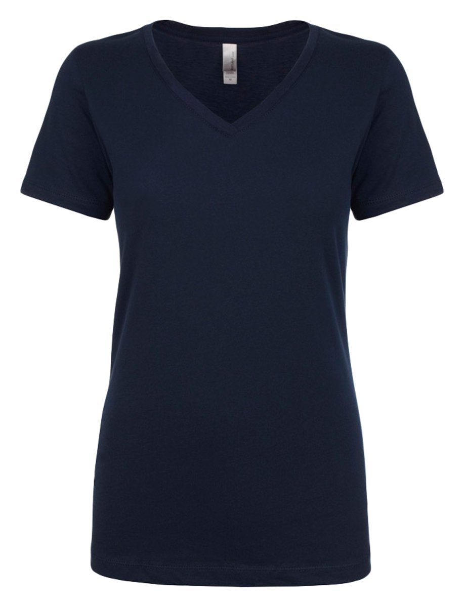 Next Level Women's Lightweight V-Neck Jersey T-Shirt, Small, Midnight Navy