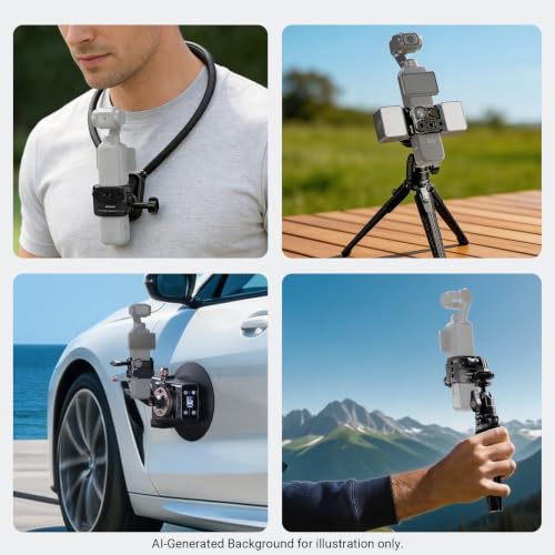 Image of NEEWER Camera Cage Compatible with DJI Osmo Pocket 4P (4 Pro), Pocket 4, Xtra Muse, Protective Gimbal Camera Rig with Action Camera Accessories Mount Adapter & 1 /4 inch Threads, No Assembly Needed, AC069