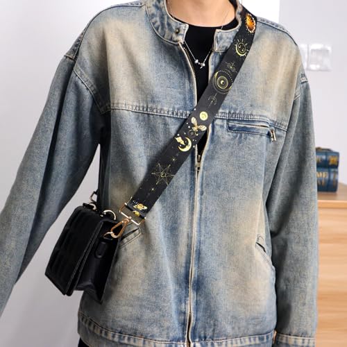 Image of Crossbody Purse Strap for Women Men Girls Boys Mother Girlfriend Gift, Replacement Bag Belt Strap for Purse Handbag Guitar Camera, Adjustable Canvas Wide Shoulder Strap with Golden Hooks