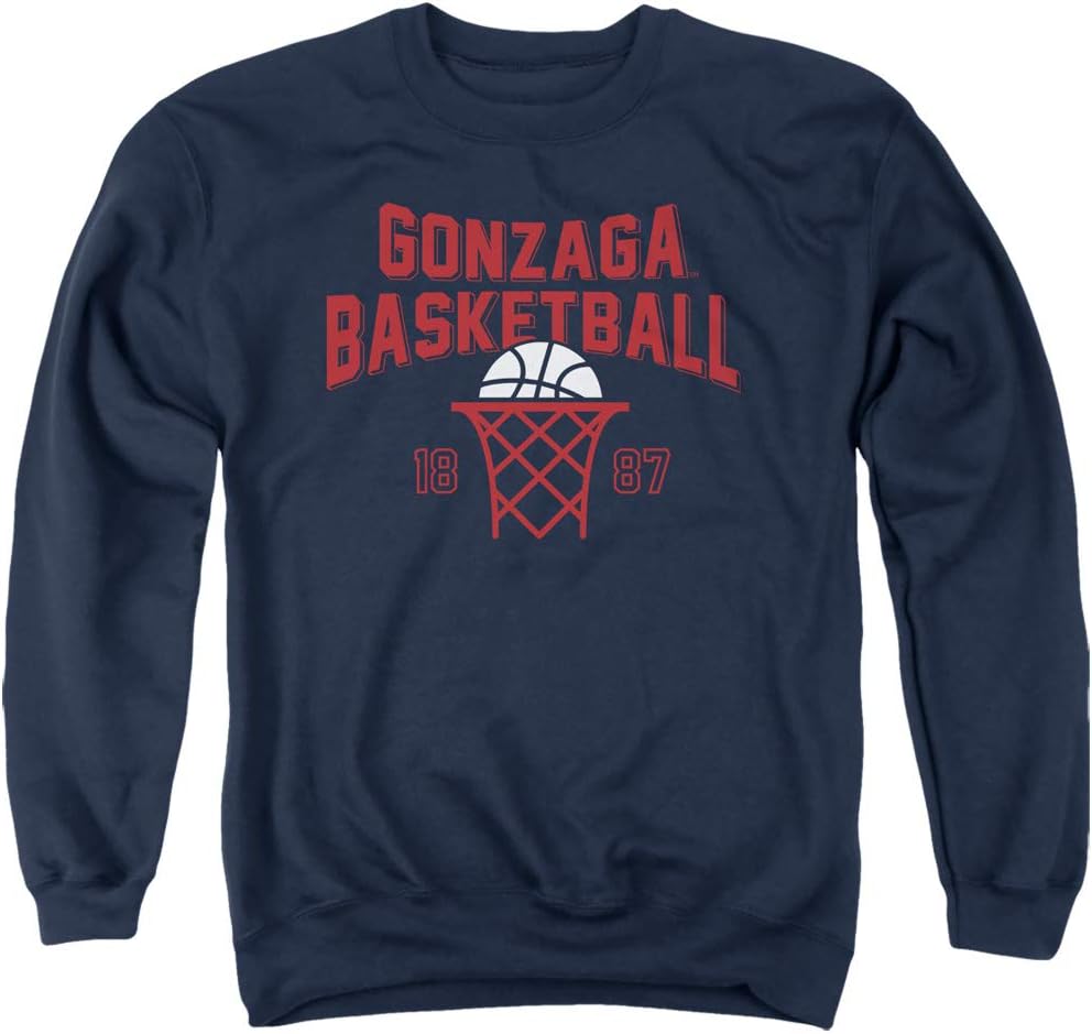 Gonzaga University Official Basketball Year Unisex Adult Crewneck Sweatshirt,Navy, Large