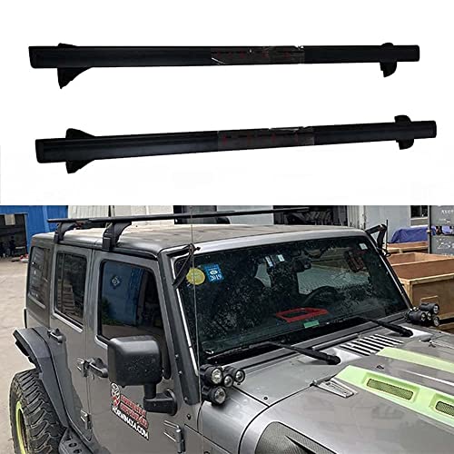 LYQNBPLUS Barre Transversale de Galerie de Toit pour Jeep Wrangler Rubicon JK/JL 2018 2019, Voiture Porte-bagages en Aluminium Barre de Chargement Paire de À Rails Barre de Toit Accessoires Cover