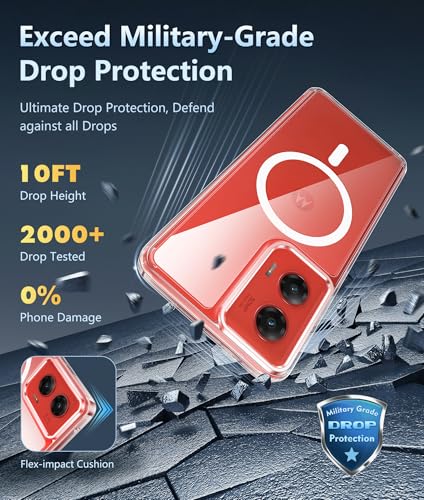 Image of FNTCASE for Motorola Moto-G Stylus-5G-2024 Case: Magnetic Military Grade Drop Protection Anti Yellowing Cell Phone Cover - Rugged Shockproof Transparent Cases(Clear)