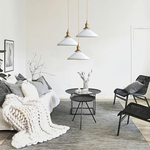 Suspension céramique plissée avec éclairage réglable douille standard E27 - 4