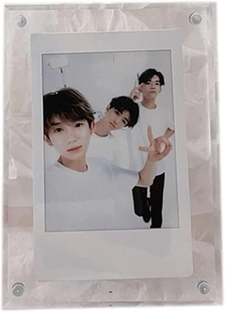 Picture Frames Acrylic Photo Frame Transparent 8mm Thick Frameless Magnetic Picture Album Display with Gift Box Packaging Desktop Ornaments Photo Frame For Desk ( Color : B , Size : 3 inches ) (Brass 3 inches)