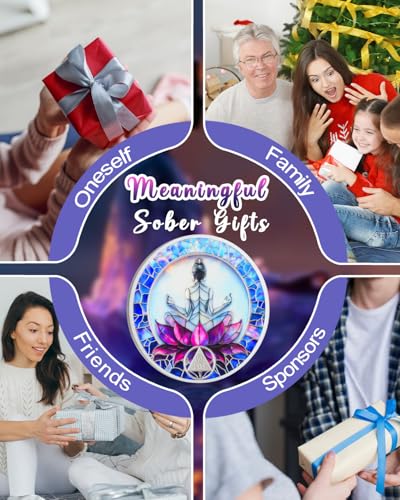 Image of CHURYUML 90 Day Sobriety Coin - Lotus Meditation 3 Month Sober Chip, Non-Religious AA Coins Recovery Medallions Alcoholics Anonymous Token Three Month Sobriety Gifts for Women Celebrating Milestones