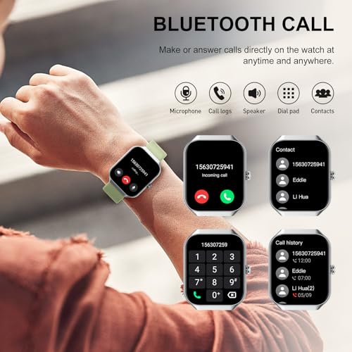Image of Smart Watch for Men Women (Answer /Make Call), 1.96 inch HD Smartwatch with Heart Rate /Sleep Monitor /Pedometer /Calories, 113+ Sports Fitness Watch, IP68 Waterproof Activity Tracker for Android iOS-Green