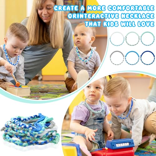 Image of Henoyso 12 Pack Sensory Chew Necklaces Kids Soft Terry Cloth Oral Motor Teething Toys for Boys Girls, Reusable Chewy Jewelry for Focusing & Calming(Twist Style,Adventure Ready Color)