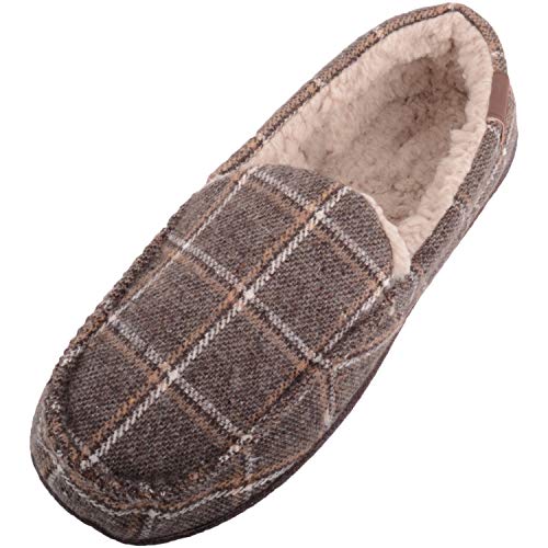 Mocassin d'hiver homme contre les pieds froids en fausse fourrure marron