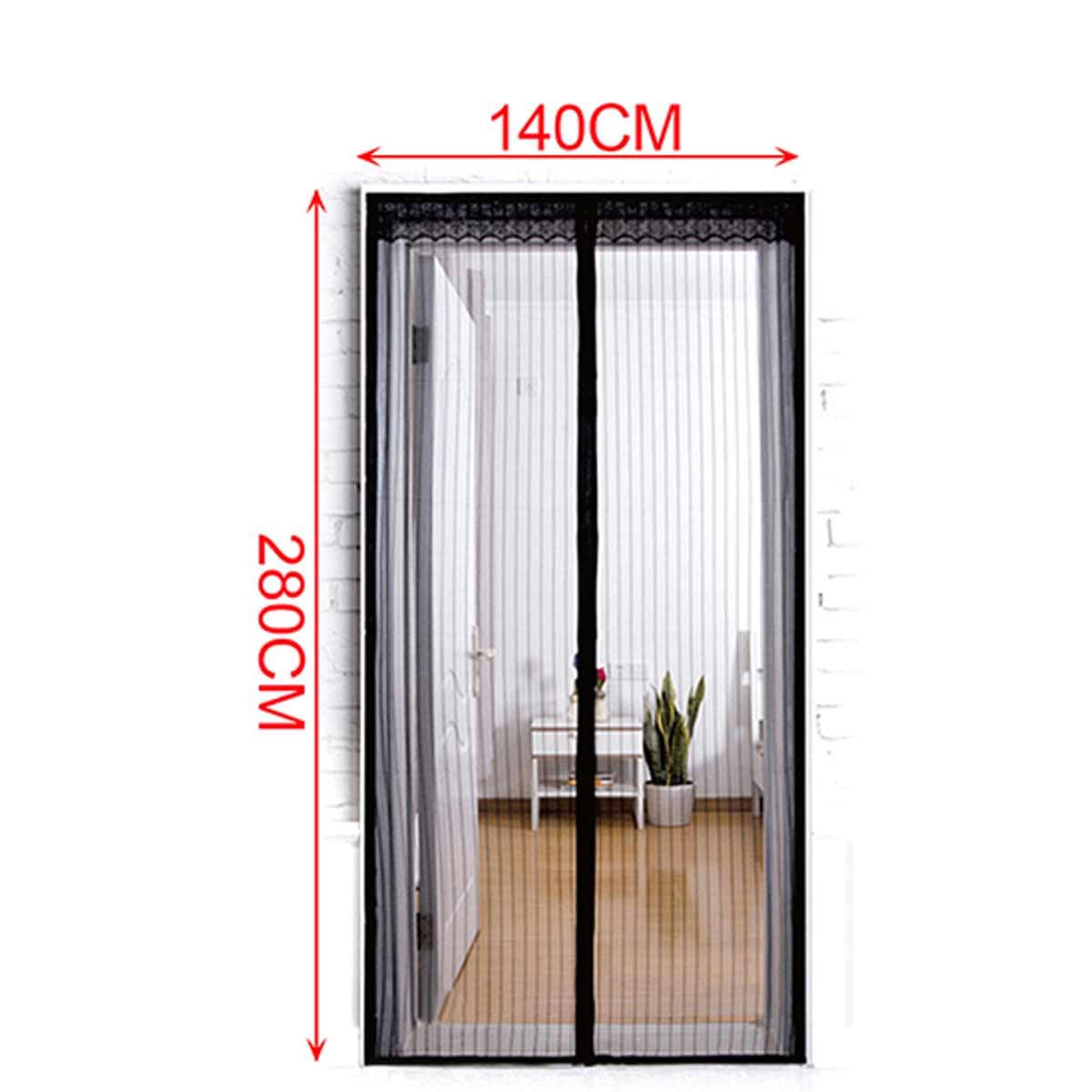 Zanzariera Magnetica Porta 140x280cm - 34 Magneti E Pesi - Si Chiude Automaticamente, Facile Da Installare