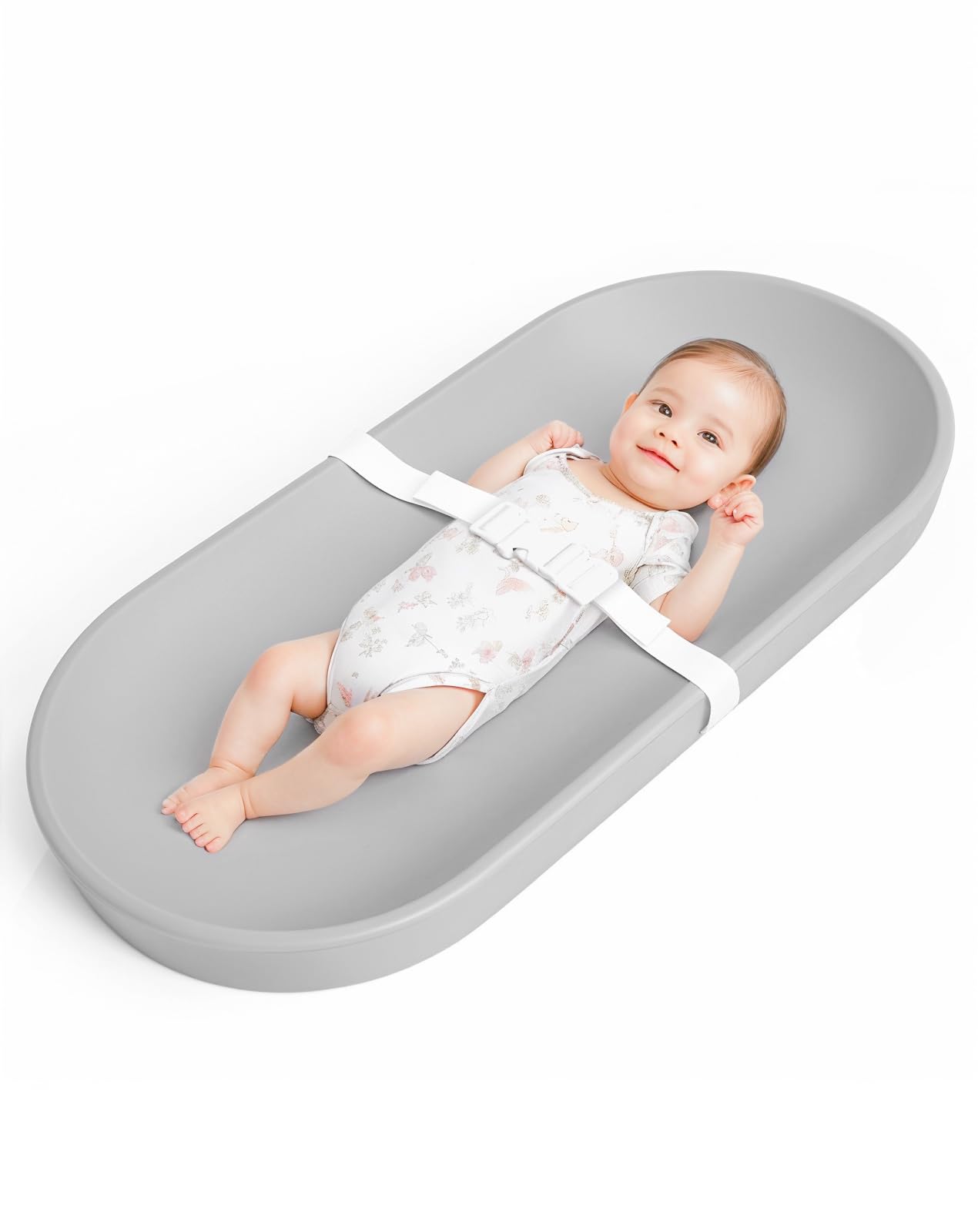 COMOMY Baby Wickelauflage Abwaschbar und Wasserdicht, Wickelunterlage auf PU-Material, Leicht und Weich Wickelmatte mit Sicherheitsgurt, 72,5x36 cm, für Kommode & Wickeltisch