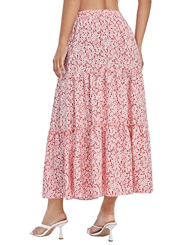 Floerns Women's A Line Ruffle Layered Flowy Beach Casual Long Maxi Skirt2