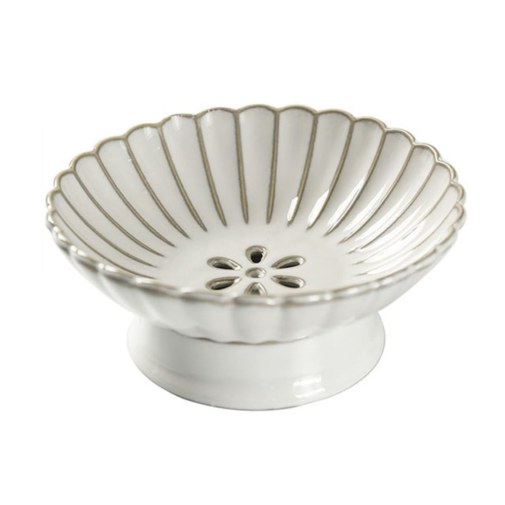 Piatto di frutta Fruttiera scolabile con base rimovibile, grande capacità, piatto da portata decorativo cucina(Bianco,Piccolo)