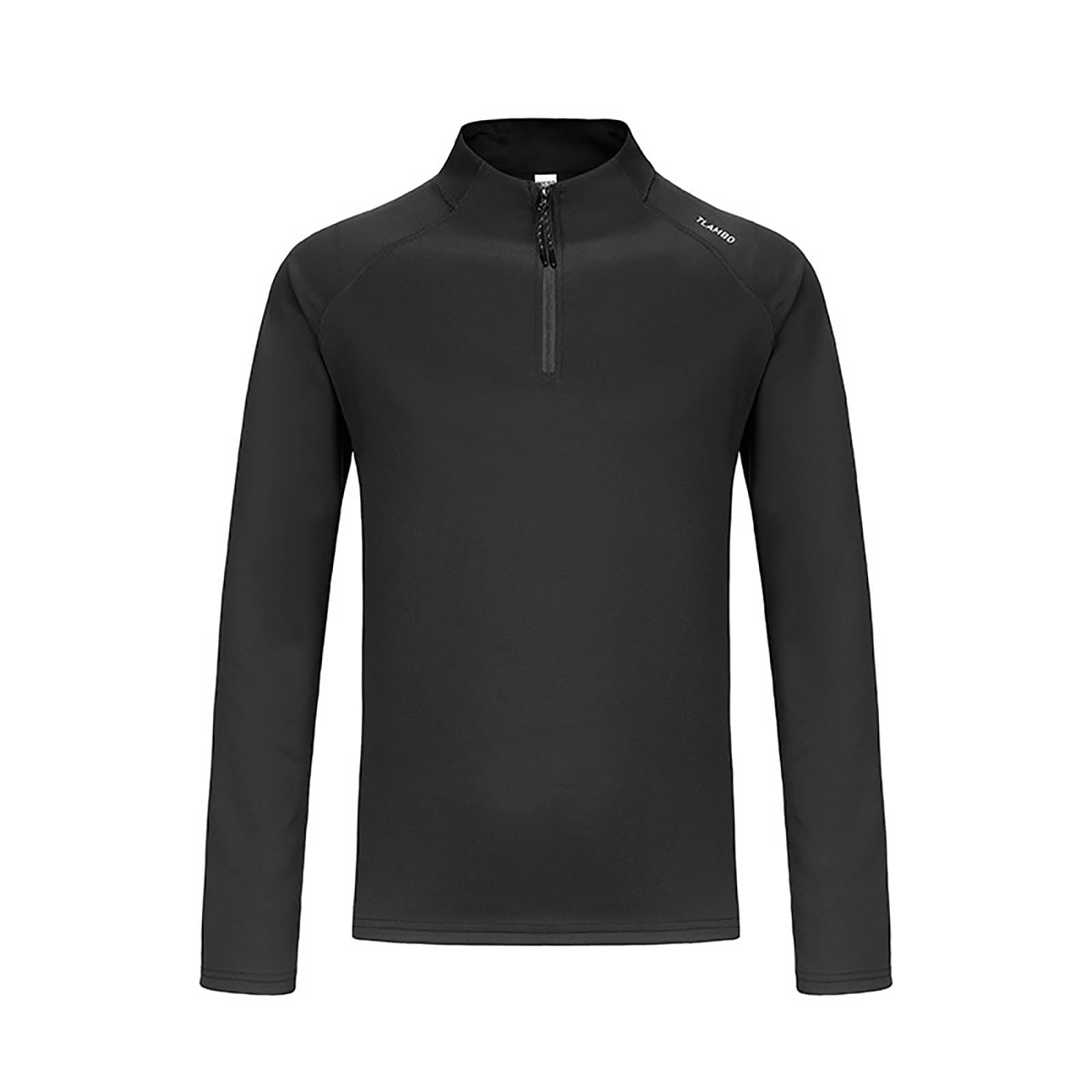 T-Shirt de Sport Homme Manches Longues col Montant Demi-zippé, Manches Raglan, Tissu Technique Respirant, séchage Rapide, Coupe Performance, pour Le Running et l'entraînement