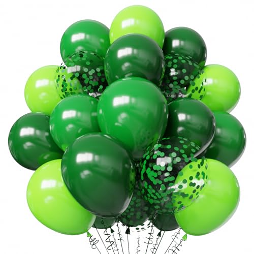 Green Balloons 50pcs 12 inch Dark Green Emerald Green Lime Green Balloons for St. Patricks Day Theme Party Supplies Jungle Safari Birthday Party Decorations
