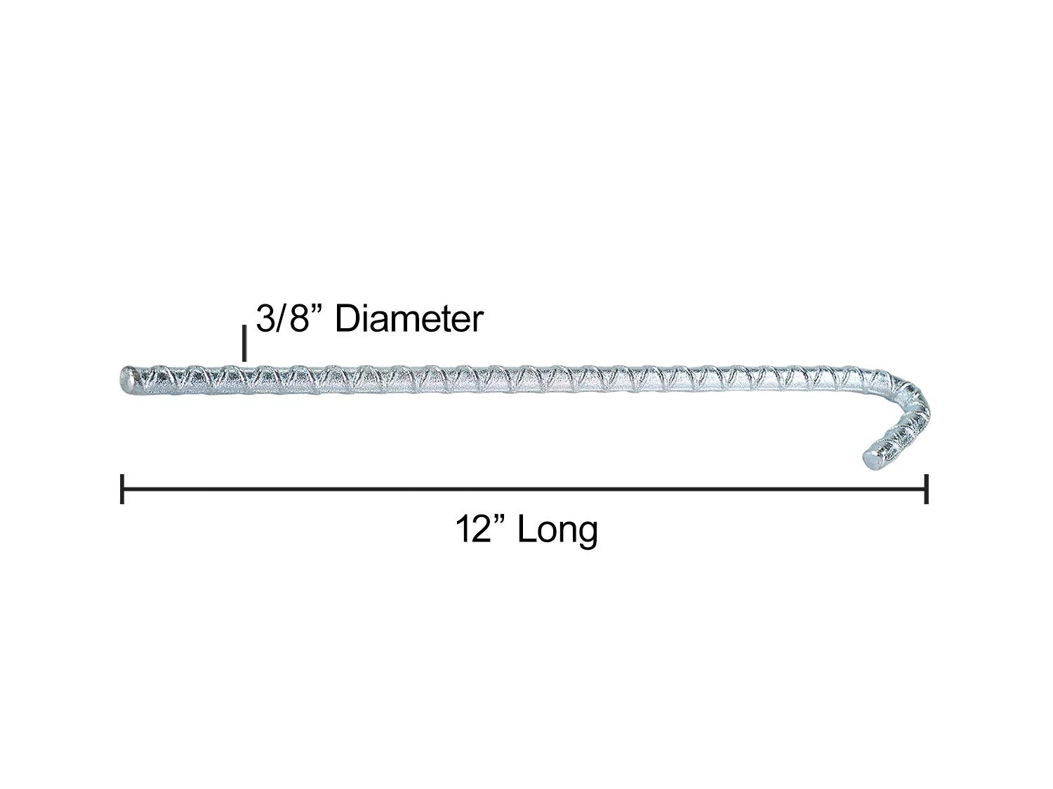 Pinnacle Mercantile 8 Pack Tent Stakes Heavy Duty Metal Galvanized Rebar Camping Sand Canopy Beach Sand Stake 12 inches Long Rust Resistant