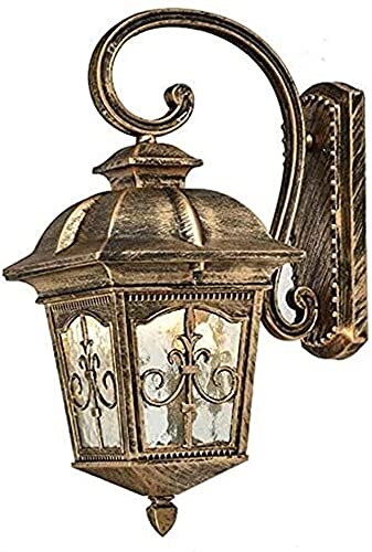 OOMRNV Lámpara De Exterior Alimentada por La Red Eléctrica, Estilo Vintage, Estilo Rústico, Estilo Victoria, Estilo Clásico, con Pantalla De Vidrio De Color Metal Y,