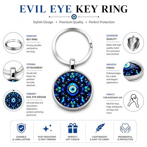 Image of Storite Evil Eye Keychain - Protective & Stylish Keyring for Men & Women - Ideal Gift for Friends & Family