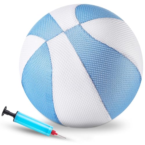 Threan 8.5 Inch Pool Basketball with Grip Technology Waterproof Swimming Beach Water Basketball for Teens Adults Pool Party Game Outdoor and Indoor Poolside (Blue White)