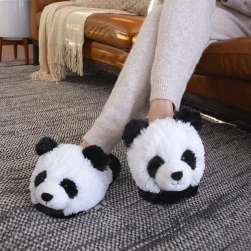 Fuzzy Panda Slippers for Women and Men - Fluffy Plush Panda Bear Slippers for Adults2