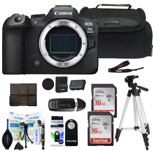 Canon EOS R6 Mark II Mirrorless Camera with PIXIBYTES Microfiber Cleaning Cloth... (Body Only w/Pixibytes All You Need Bundle)