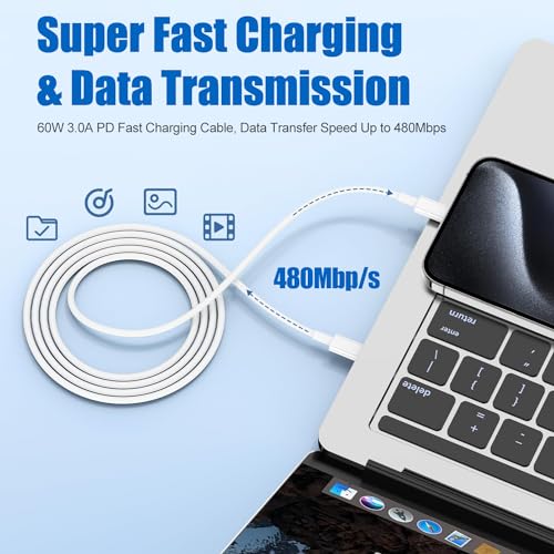 Image of iPhone 16 /15 Charger Fast Charging, 2Pack 20W PD USB C Fast Wall Charger Block with USB C to C Fast Charging Cable Cord Compatible with iPhone 16 /15 /15 Pro /15 Pro Max /15 Plus,iPad 12.9 /11 /10.9 /Air 5 /4