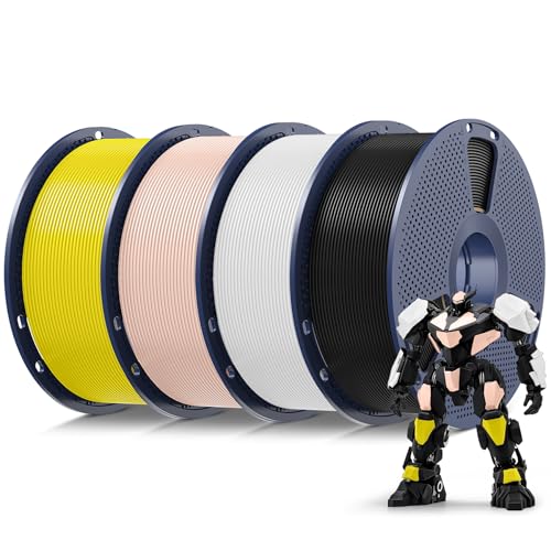 Image of SUNLU 4kg PLA 3D Printer Filament Bundle Multicolor, Neatly Wound PLA Filament 1.75mm ±0.02mm, Individually Vacuum Packed, 4kg in Total, 1kg per Spool, 4 Pack, 4000g PLA,Black+White+Beige+Yellow