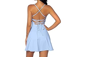 Womens Two Pieces Tennis Dress with Shorts Workout Open Back Active Golf Dresses