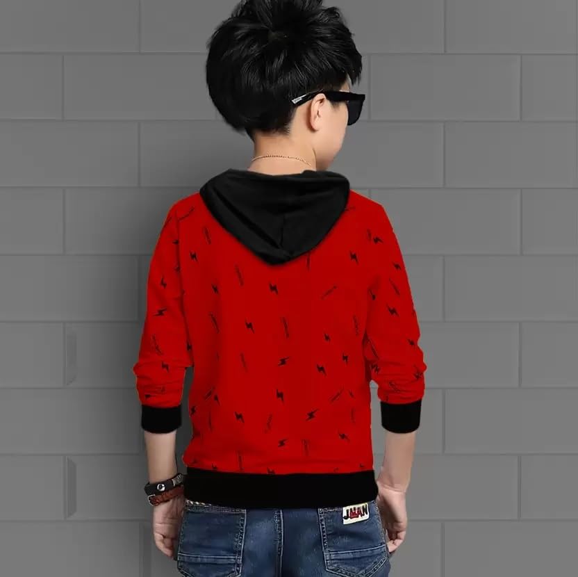 Image of LilBits Boys Regular Fit Printed Hooded Casual T-Shirt