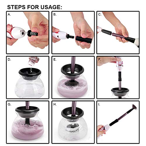 Automatic Makeup Brush Cleaner Spinner Makeup Brush Dryer Electric Makeup Brush Cleaner Device Electronic Cleaning Brush Machine Cosmetic Brush Washing Cleaning Tools Cleans (R1) - Thumbnail 4
