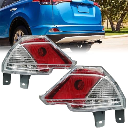 20TA07 - Back-Up Lights May Fail - 2020 Toyota Corolla 13 Pair Rear Reflector and Back Up Lamps Assembly For 2016 2017 2018 Toyota RAV4 LE SE XLE Replacement for Left Driver and Right Passenger Side Red Trim Clear Lens Tail Brake/Stop Lamps(LH&RH)
