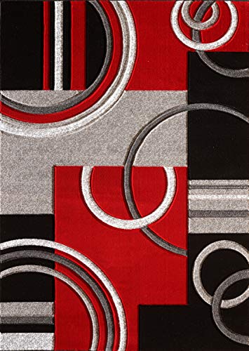 GLORY RUGS Area Rug Modern 2x7 Red Soft Hand Carved Contemporary Floor Carpet with Premium Fluffy Texture for Indoor Living Dining Room and Bedroom Area