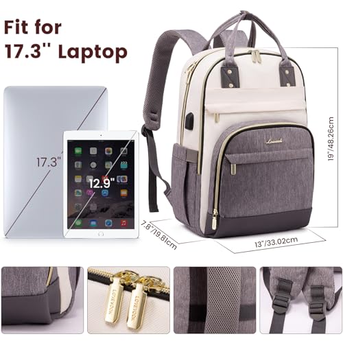 LOVEVOOK Laptop Backpack 17 inch, Large Rucksack Bag for Women with USB Port & Anti-theft Zipper - Image 2