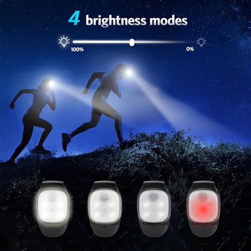 JIZZU 2 Stück LED Clip Lampe, Sicherheit Licht mit 4 Modi, Wiederaufladbar Mini Sicherheitslicht für Jogging Camping
