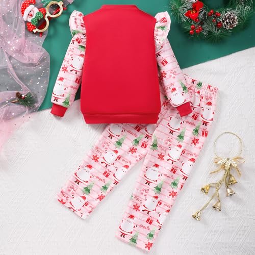 Image of Little Girls 2 Piece Outfits Ruffle Sleeve Unicorn Sweatshirts Top and Leggings Set School Outfits Kids Clothing Set